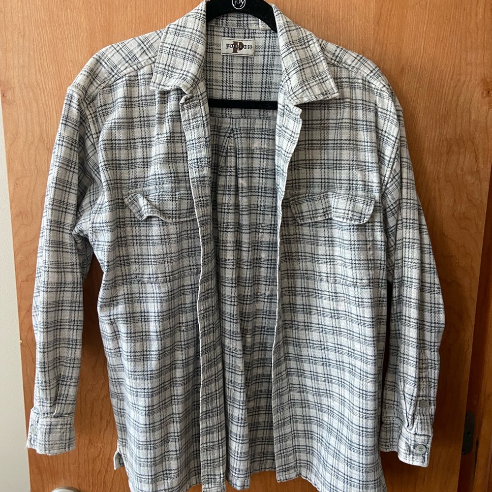 Distressed oversized flannel